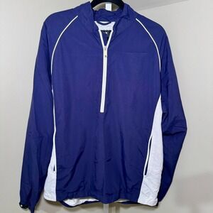 FootJoy Mens Large Navy Blue Quail Creek 1/4 Zip Golf Windbreaker Jacket L